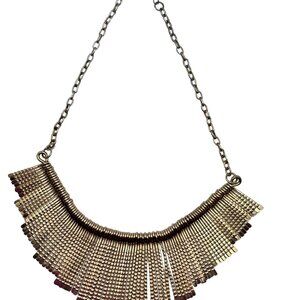 Vintage Boho Two Tone Fringe Tassel Necklace Collar Statement Egyptian Revival